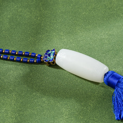 「一口价」新疆国玉盟世玉【瑞韵锦纹】和田玉羊脂玉挂件玉勒子【带证书·顺丰物流】 商品图1