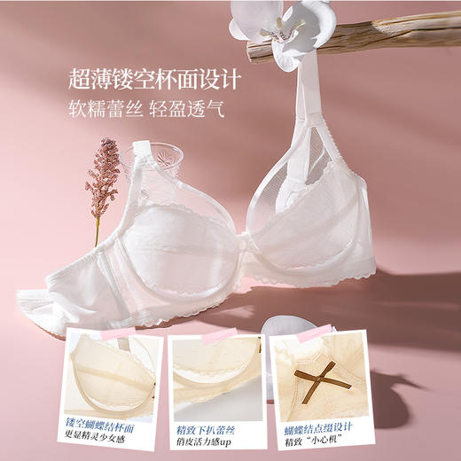 【积分兑换】[小精灵]大胸显小全罩杯内衣女聚拢防下垂超薄蕾丝文胸罩 商品图3