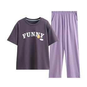 芬腾睡衣女款夏纯棉薄款短袖长裤套头全棉可爱外穿空调家居服套装