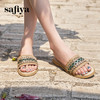预售|Safiya/索菲娅2025夏季民族风复古圆头休闲时尚外穿平底一字拖SFD2110351 商品缩略图4