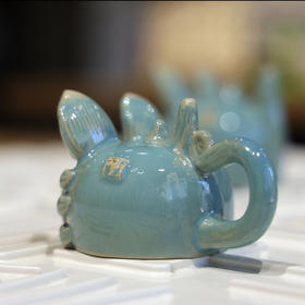 瓦猫手柄杯（青色小）