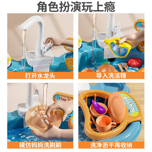 【萌趣水上乐园】儿童电动洗碗机 男女孩过家家 储水大容量全自动玩水 益智钓鱼玩具 商品图2