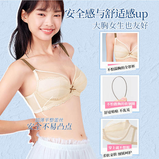 【积分兑换】[小精灵]大胸显小全罩杯内衣女聚拢防下垂超薄蕾丝文胸罩 商品图2