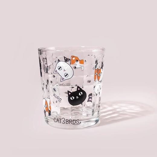 【清仓特惠4折】日本进口和蓝玻璃杯可爱猫咪三兄弟印花水杯家用透明牛奶杯子【不支持补差，非质量问题不退不换】S 商品图1