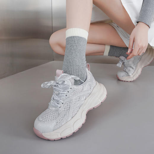 西村名物2025年春季新款舒适透气超轻厚底防滑老爹鞋T25CM38911 商品图2