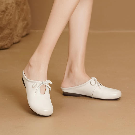 西村名物2025年夏季新款舒适平跟新中式风优雅穆勒拖鞋后空鞋T25AH14921 商品图3