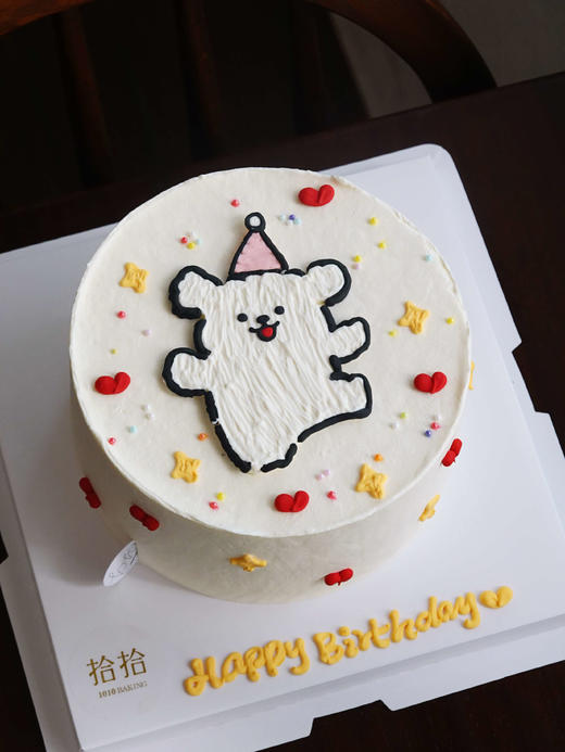 「线条小狗·贴贴狗」手绘蛋糕·100%动物奶油（附图6寸·提前24小时预订） 商品图0