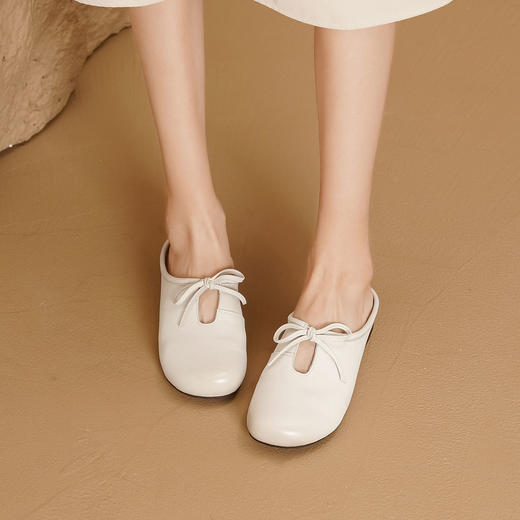 西村名物2025年夏季新款舒适平跟新中式风优雅穆勒拖鞋后空鞋T25AH14921 商品图5