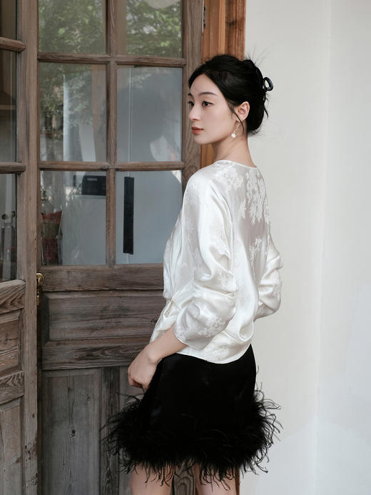 盛唐牡丹| 丝毛配鸵鸟毛短裙（鸵鸟毛可拆卸） 商品图5