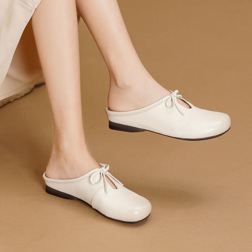 西村名物2025年夏季新款舒适平跟新中式风优雅穆勒拖鞋后空鞋T25AH14921 商品图4