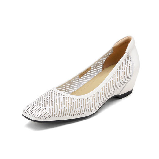 西村名物2025年夏季新款舒适坡跟新中式风优雅洞洞单鞋镂空鞋T25AH15041 商品图10