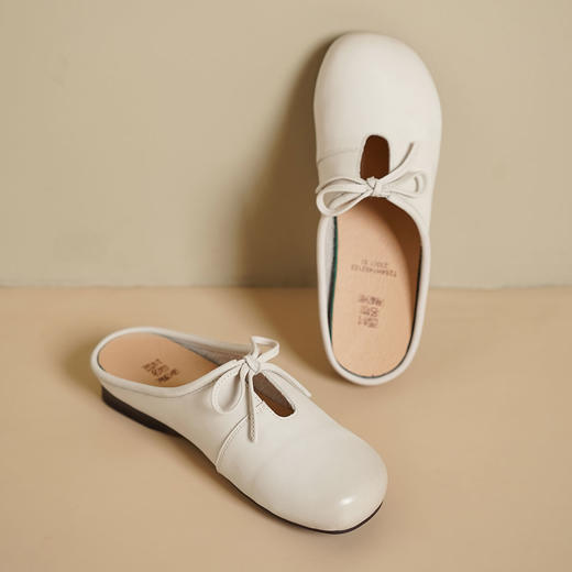 西村名物2025年夏季新款舒适平跟新中式风优雅穆勒拖鞋后空鞋T25AH14921 商品图9