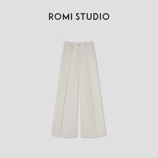 ROMI STUDIO“简约有型”极简春夏轻薄棉质倒褶阔腿裤 RW24LXT1251 商品图1