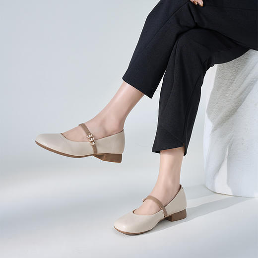 Safiya/索菲娅2025春夏圆头浅口玛丽珍软底百搭珍珠仙女风单鞋 SFD1111147/SFD3111147 商品图2