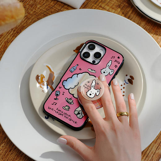 【上菜了! À Table!】狗狗集合 PopSockets x gula 联名系列 POPCASE手机壳 MagSafe磁吸款 镜面壳 粉色 小狗 卡通 iPhone17/16/15/14/13 商品图1
