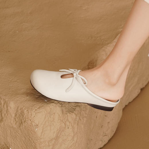 西村名物2025年夏季新款舒适平跟新中式风优雅穆勒拖鞋后空鞋T25AH14921 商品图6