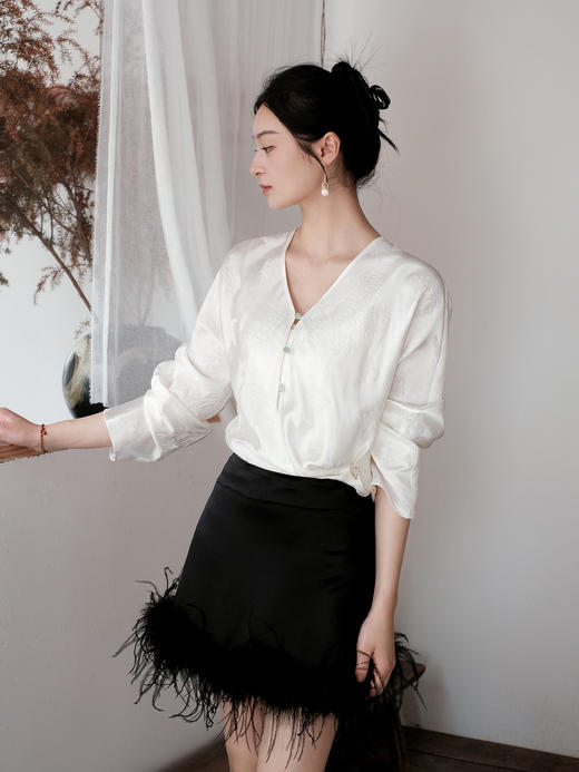 盛唐牡丹| 丝毛配鸵鸟毛短裙（鸵鸟毛可拆卸） 商品图0