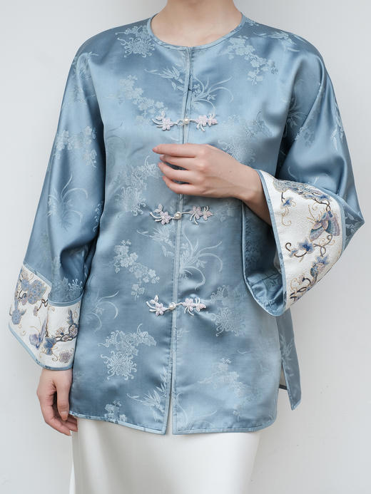 盛唐牡丹| 福蝶手工打籽绣真丝外套 商品图2