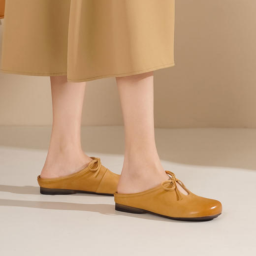 西村名物2025年夏季新款舒适平跟新中式风优雅穆勒拖鞋后空鞋T25AH14921 商品图2