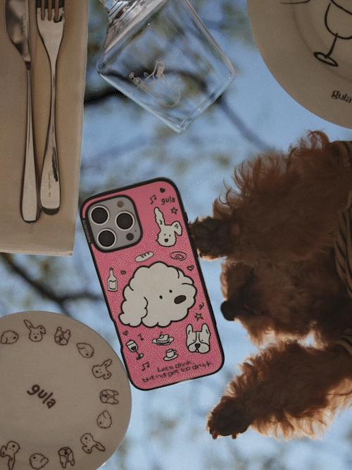【上菜了! À Table!】狗狗集合 PopSockets x gula 联名系列 POPCASE手机壳 MagSafe磁吸款 镜面壳 粉色 小狗 卡通 iPhone17/16/15/14/13 商品图2