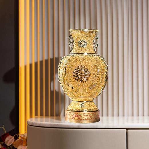 朱炳仁铜 莲年如意 花丝花瓶客厅玄关装饰摆件中式礼物乔迁开业 商品图3