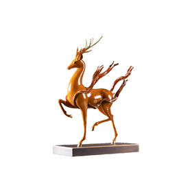 朱炳仁铜 鹿王天成 客厅中式艺术品创意鹿铜雕礼