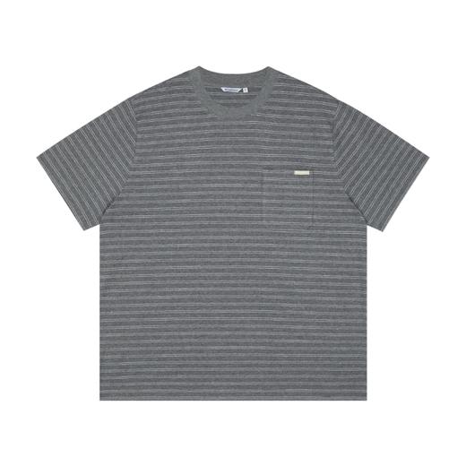 WassupHouse深灰条纹口袋短袖T恤 商品图5