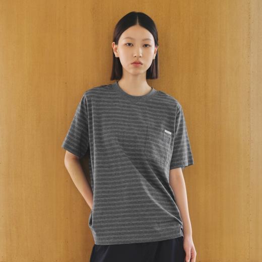 WassupHouse深灰条纹口袋短袖T恤 商品图0