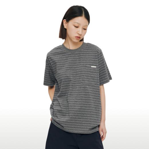 WassupHouse深灰条纹口袋短袖T恤 商品图2