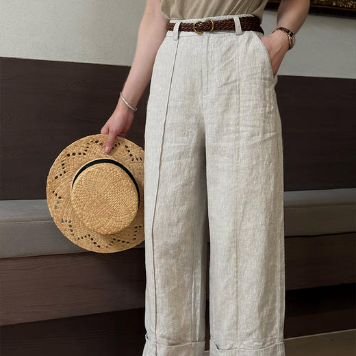 【预售7天】良木礼腰带亚麻裤（T37） 商品图0