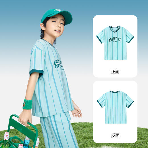 【实体店同款】男童清凉运动T恤V领短袖上衣新款安奈儿童装AB421750 商品图2