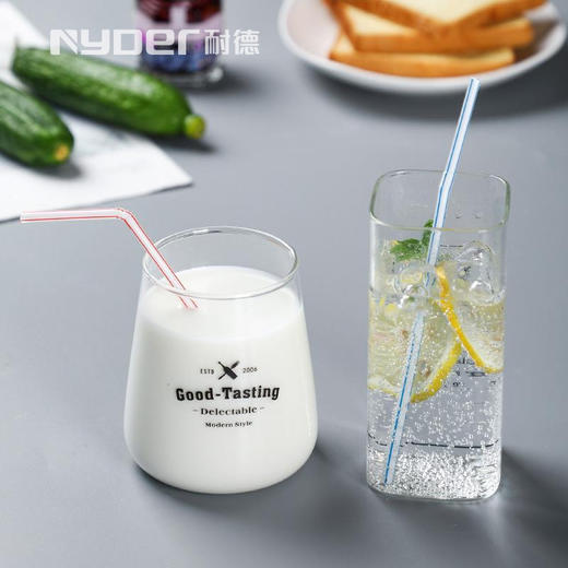 50支装一次性吸管 双童可弯曲彩色条纹喝水果汁饮料食用弯头吸管家用【0.6*21cm】 商品图1