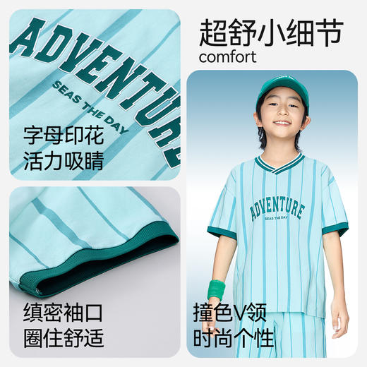 【实体店同款】男童清凉运动T恤V领短袖上衣新款安奈儿童装AB421750 商品图4