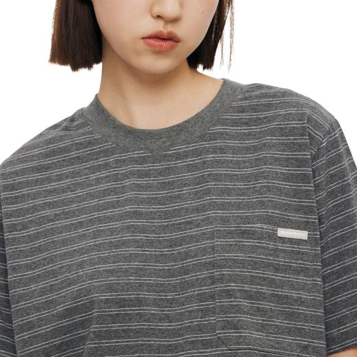 WassupHouse深灰条纹口袋短袖T恤 商品图3