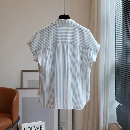 预售 年初八发货【霓颜 法式气质小飞袖条纹衬衫】80-140斤可穿，版型宽松垂顺，面料轻薄舒适柔软，上身百搭文艺风！ 商品图7