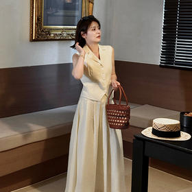 【卖完不补】良木礼亚麻马甲连衣裙套装（2E036-027）