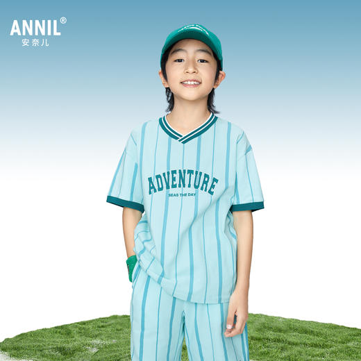 【实体店同款】男童清凉运动T恤V领短袖上衣新款安奈儿童装AB421750 商品图1