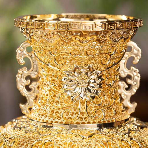 朱炳仁铜 莲年如意 花丝花瓶客厅玄关装饰摆件中式礼物乔迁开业 商品图4