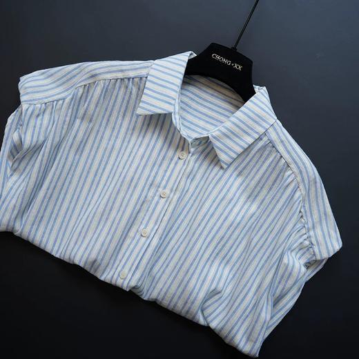 预售 年初八发货【霓颜 法式气质小飞袖条纹衬衫】80-140斤可穿，版型宽松垂顺，面料轻薄舒适柔软，上身百搭文艺风！ 商品图6