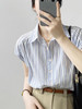 预售 年初八发货【霓颜 法式气质小飞袖条纹衬衫】80-140斤可穿，版型宽松垂顺，面料轻薄舒适柔软，上身百搭文艺风！ 商品缩略图0