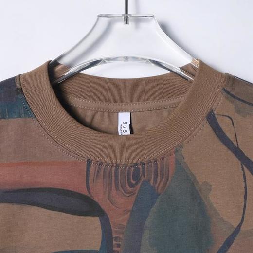 T3232夏季高级感新款潮牌设计感撞色凌乱圆领短袖T恤百搭套头宽松上衣 商品图2