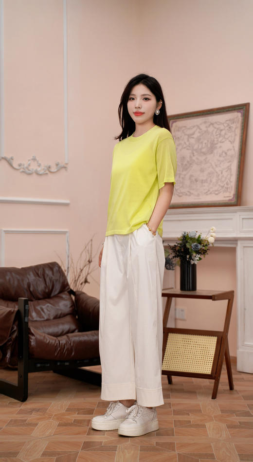 臣禾 【醋酸针织T恤】 圆领短袖上衣S211090722 商品图4