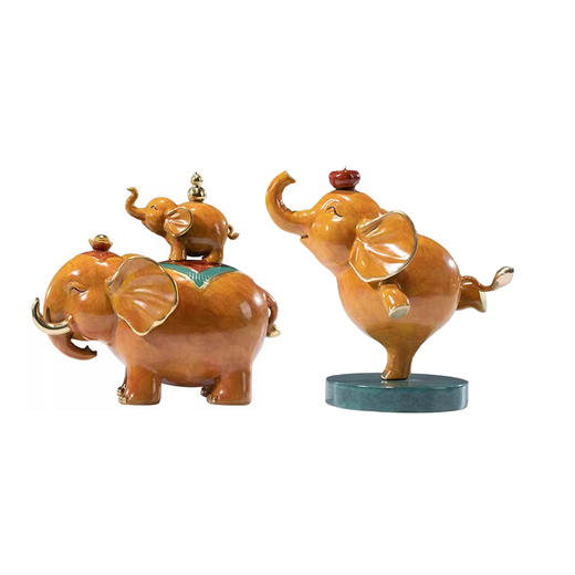 朱炳仁铜 贵人相助 心想事成 吉祥铜象摆件客厅办公书房桌面装饰礼品 商品图0