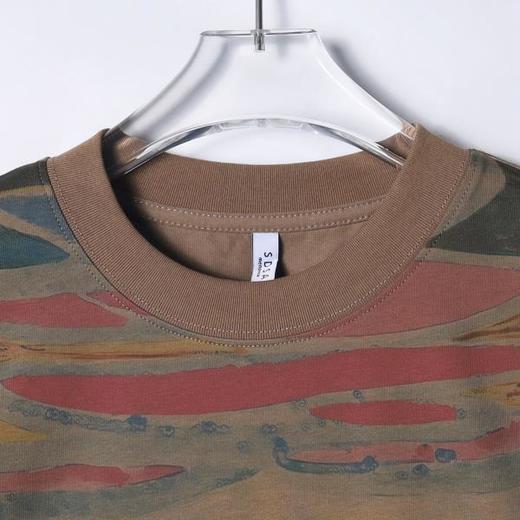 T3223夏季高级感新款美式抽象不规则色块圆领短袖T恤舒适宽松百搭上衣 商品图2