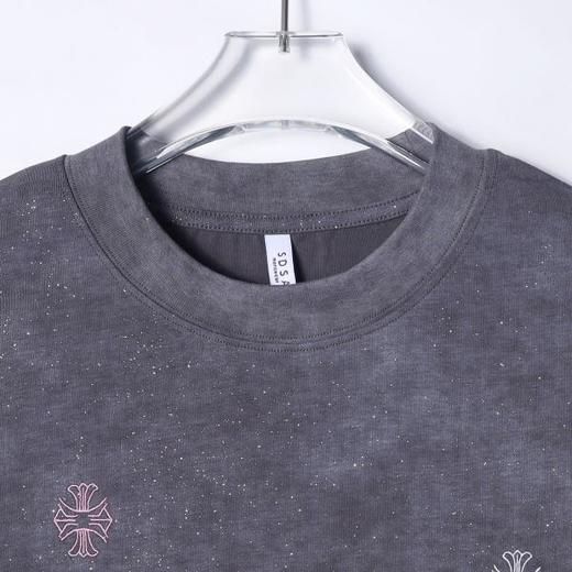 T3214夏季高级感新款韩系细闪彩色十字刺绣圆领短袖T恤百搭简约上衣 商品图1