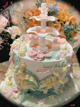 许愿池——铃兰手绘女神款生日蛋糕