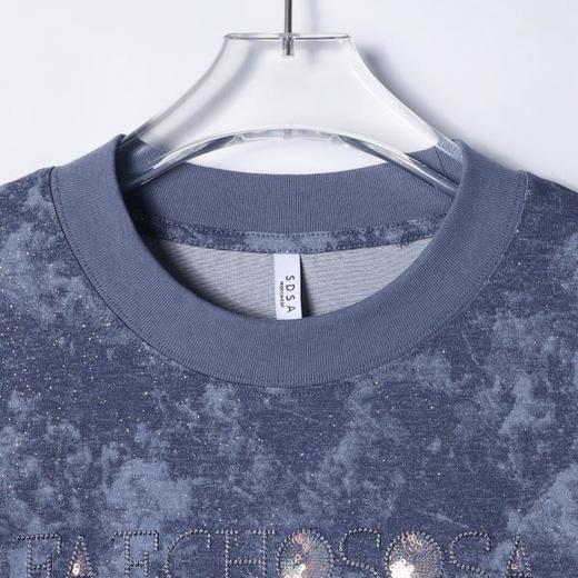 T3264夏季高级感新款韩系简约刺绣字母细闪短袖T恤简约宽松圆领上衣 商品图2