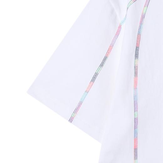 T3243夏季高级感新款韩系潮牌彩色缝线圆领短袖T恤领口立体装饰上衣 商品图3