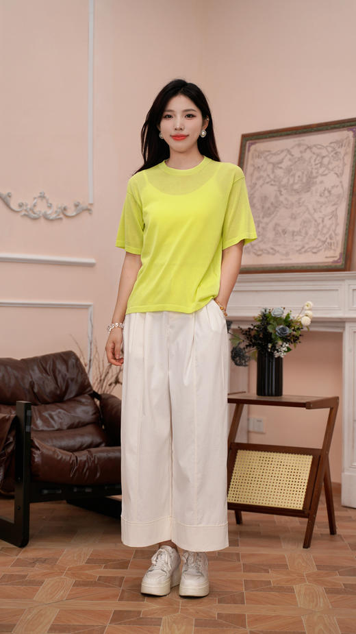 臣禾 【醋酸针织T恤】 圆领短袖上衣S211090722 商品图5