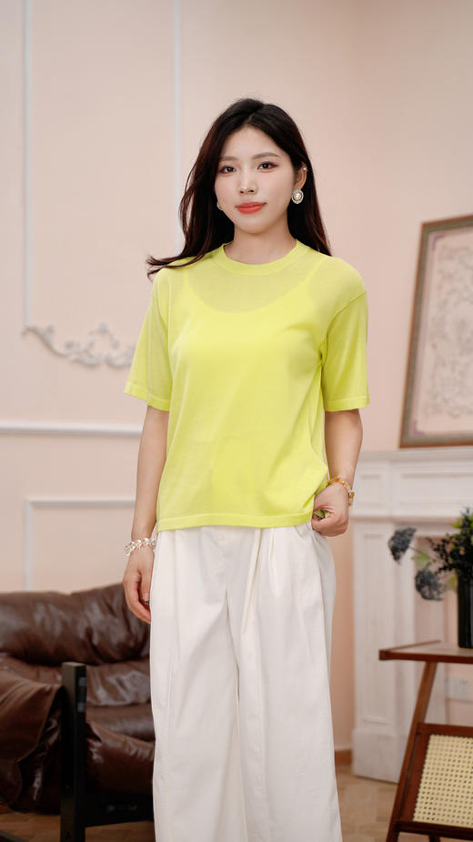 臣禾 【醋酸针织T恤】 圆领短袖上衣S211090722 商品图13